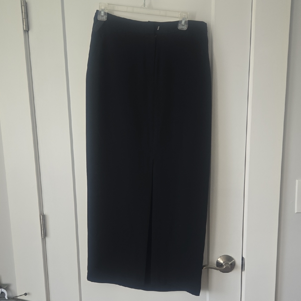 The Limited Black Maxi Pencil Skirt with Center Front Slit And Pockets
